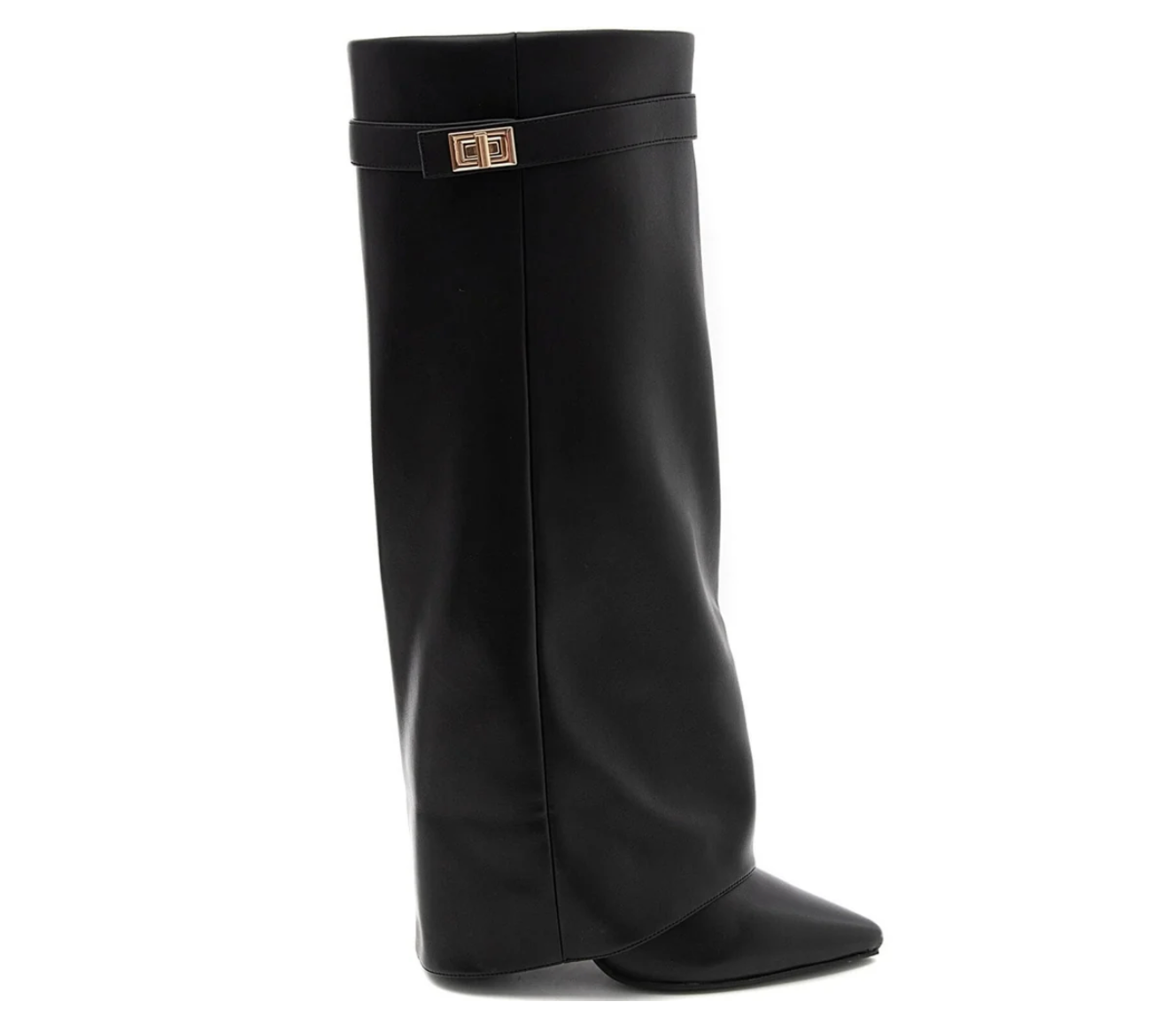 Cette botte inspirée de Givenchy vous offre une silhouette élégante grâce à son simili cuir noir de qualité supérieure. Son talon tendance ajoutera une touche de style à votre look. Soyez à la mode tout en restant confortable.