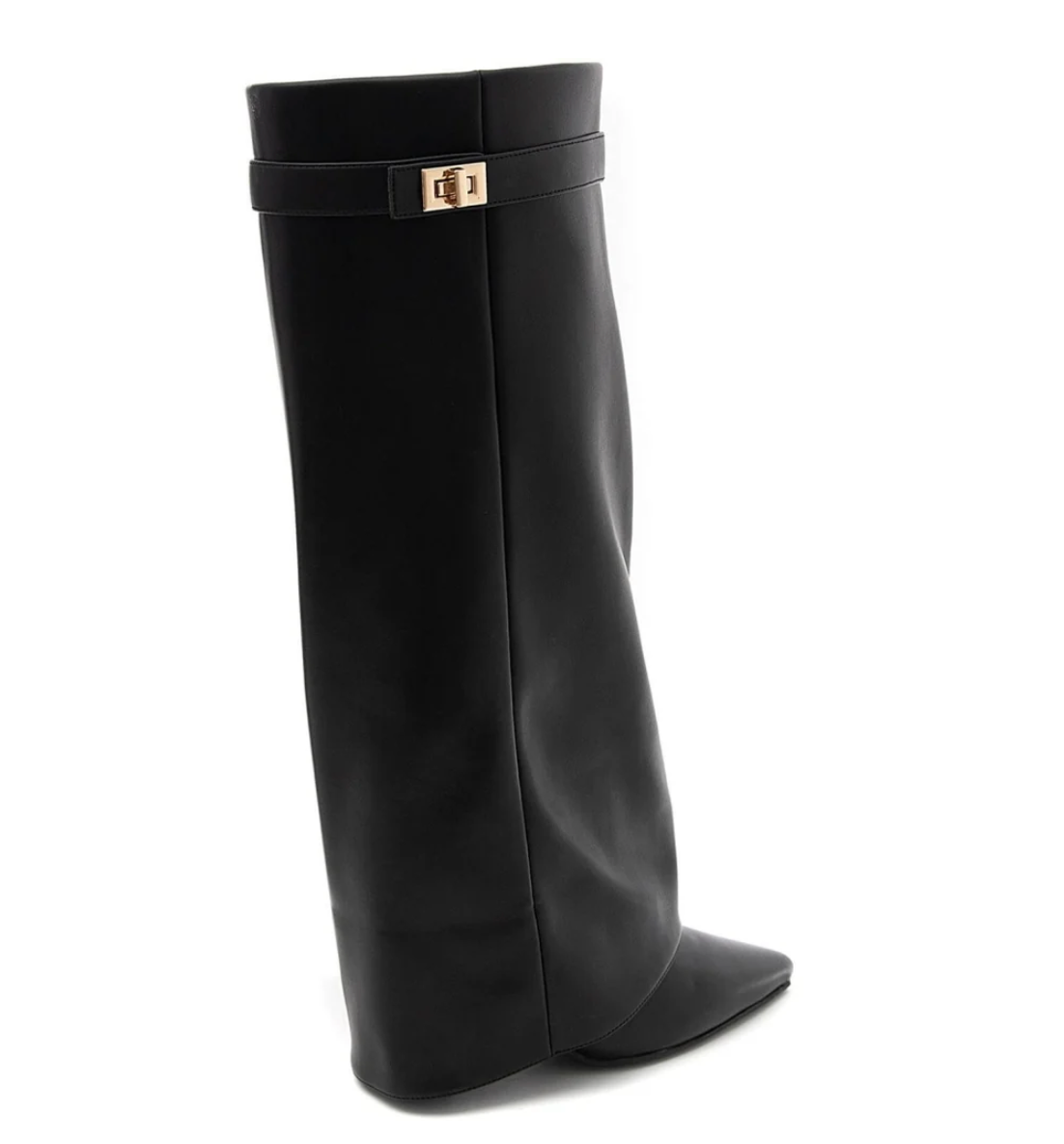 Cette botte inspirée de Givenchy vous offre une silhouette élégante grâce à son simili cuir noir de qualité supérieure. Son talon tendance ajoutera une touche de style à votre look. Soyez à la mode tout en restant confortable.